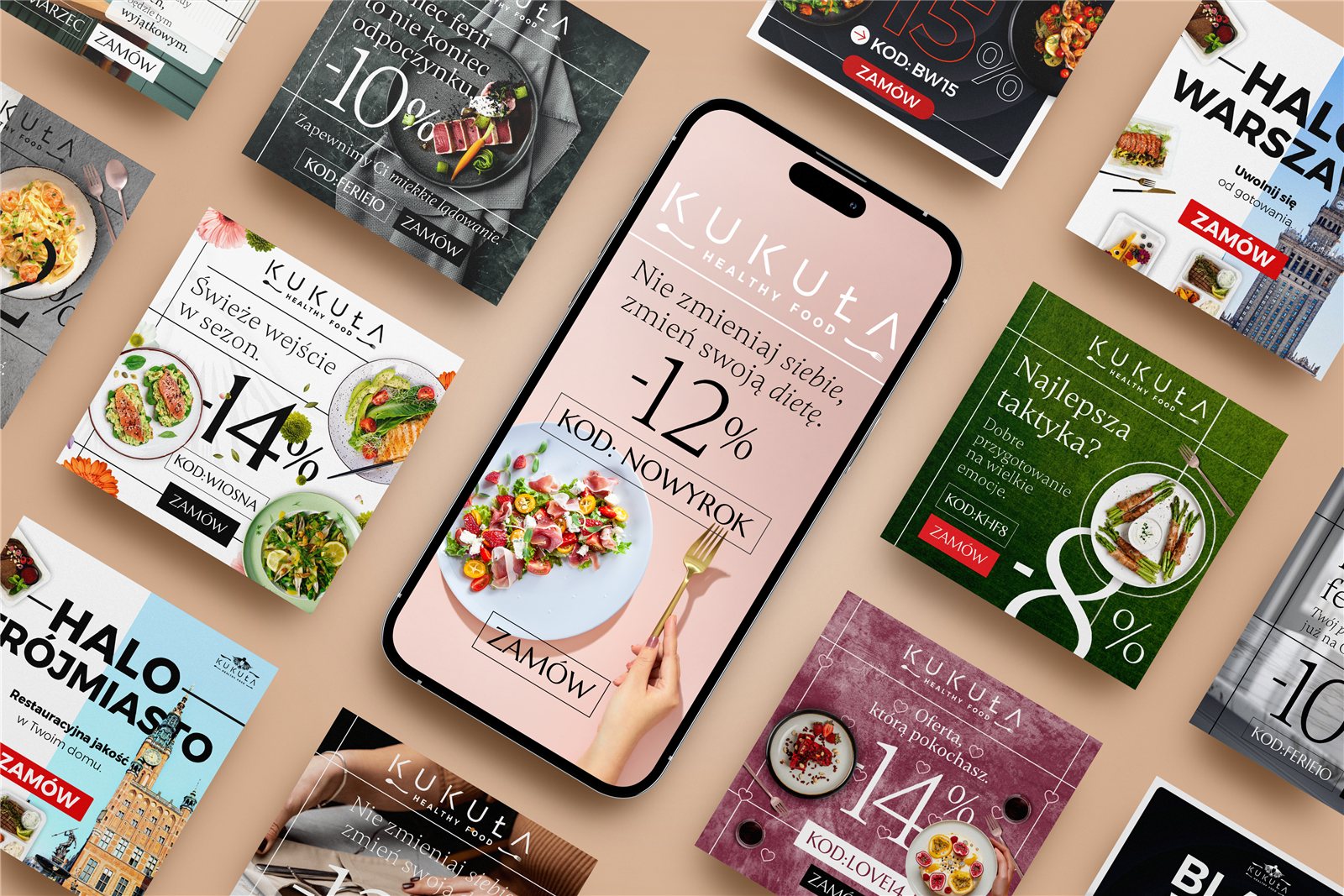 Kreacje reklamowe Kukuła Healthy Food